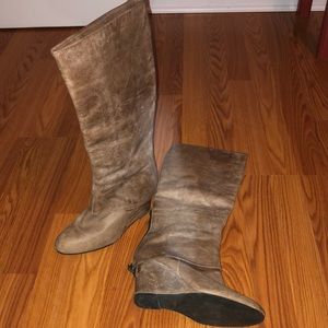 Nude Steve Madden wedge boots